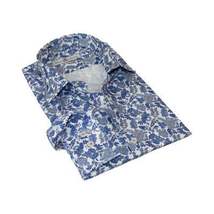 Men's EMILIO CERUTTI Sport Shirt 100% Cotton #EMC6 Multi Blue Floral image 4