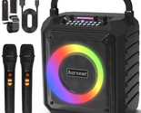 Karaoke Machine 2 Wireless Microphones Bluetooth Portable Speaker Mics P... - £75.16 GBP