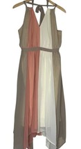 ModCloth Halter Dress As an Aria Size 2X Neapolitan Midi Patchwork Pink Tan - $23.09