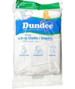 6 burp cloths diapers White 100% COTTON prefolded birdseye weave DUNDEE ... - $43.36 CAD