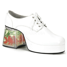 PIMP02/W Men&#39;s White Platform Disco Pimp Mac Daddy Goldfish Heel Costume... - $89.95