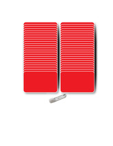 Name Badge Kit (U) 50 Blank Tags Clear Labels Pins 2X3 Red White 1/8&quot; Rounded - £43.64 GBP