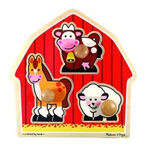 Melissa &amp; Doug Barnyard Animals Jumbo Knob Wooden Puzzle - Horse, Cow, a... - $15.67+
