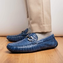 Parma Genuine Caiman Belly Slip On Loafers Blue Jeans image 10