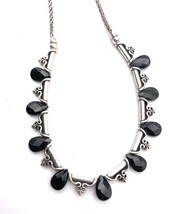 Brighton St. Germain Black Teardrop Crystal Silver Bar Necklace - $37.62