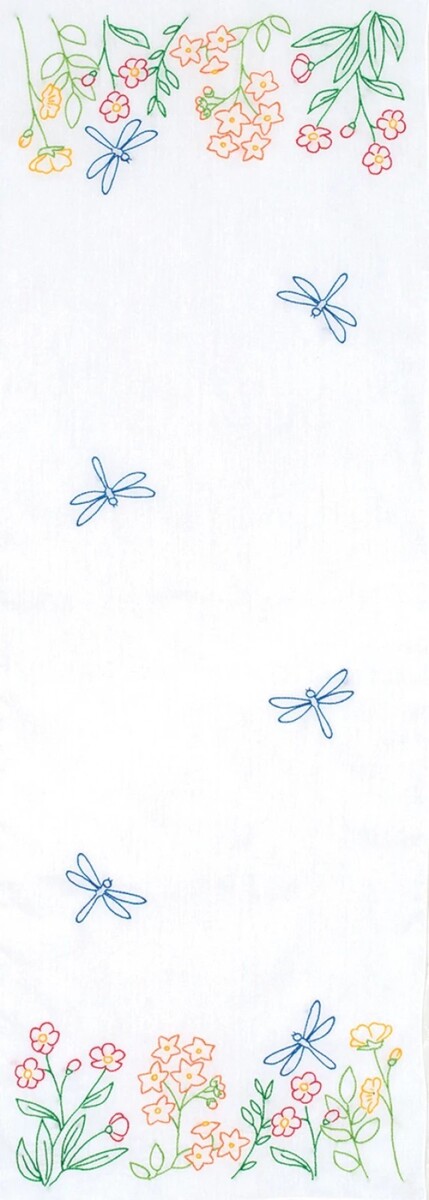 Jack Dempsey Needle Art Dragonflies Table Runner - $17.95