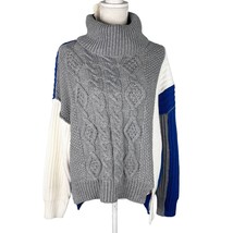 Simply Couture Sweater Large Colorblock Cable Knit Cowl Neck New - £28.14 GBP