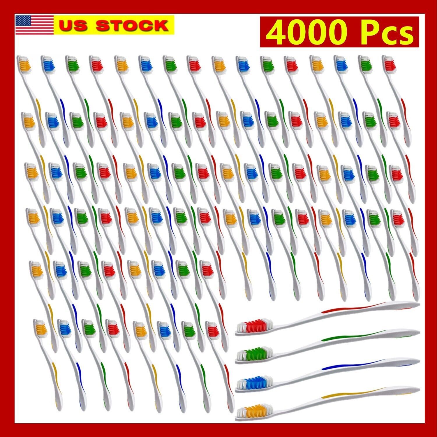 4000 Pcs Classic Toothbrush Medium Soft Toothbrushes Wholesale Free Shipping - $445.50