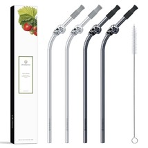 8Pcs Reusable Drinking Straws, 10.5&quot; Skull Stainless Steel Straws, 20Oz 30Oz Tum - £24.74 GBP