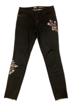 Mossimo Jeans Womens Sz 6 Black Mid-Rise Skinny Super Stretch Floral Emb... - $14.73