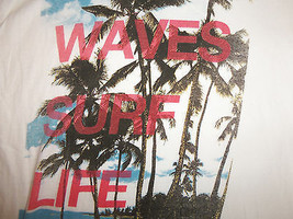 Red Camel &quot;Waves. Surf. Life.&quot; Beach Ocean Palm Tree White Graphic T Shi... - $17.69