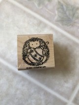 Stampin Up 2001 Vintage Hedgehog Holding a Christmas Ornament Rubber Stamp - £9.54 GBP