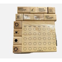 Stampin Up Mark the Date Set of 13 Wood Mounted Rubber Stamps Invites Pa... - $11.29