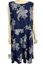 Talbots Plus Petite Navy and Light Blue Floral Sleeveless A Line Knit Dr... - £22.04 GBP