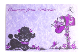 Vintage Comment From Catherine Card Black Poodle Puppy Dog Mailbox - $8.82