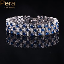 Legant royal and white stone jewelry white gold color blue cubic zirconia big bracelets thumb200