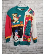 Vintage Yarnworks Ugly Christmas Sweater M 8P-10P Women Knit Embroidery - $30.07 CAD