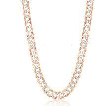 Rose Gold Plated Sterling Silver 7.2mm Diamond Cut Cuban Flat Links Chain - £224.18 GBP+