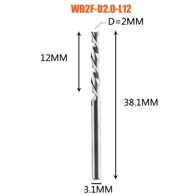 Dreanique 1pc solid carbide milling cutter 3 175 4 6 8mm 2 flute spiral router bit thumb200