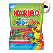 6x Bags Haribo Rainbow Worms Flavor Gummi Candy Peg Bags | Share Size | 5oz - $21.36