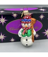 Christopher Radko Glass Dressed to Chill Snowman w/Broom Christmas Ornament - $40.48 CAD