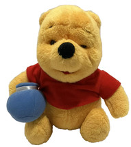 Winnie the Pooh Plush Bear Blue Honey Pot Disney 1994 13 inch Vintage - $14.81