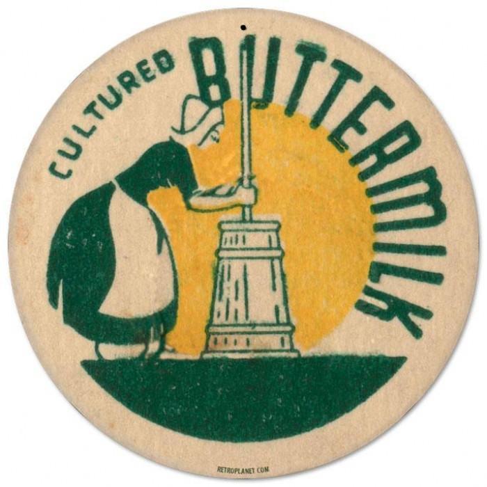 Buttermilk Vintage 14" Round Metal Sign - £23.86 GBP