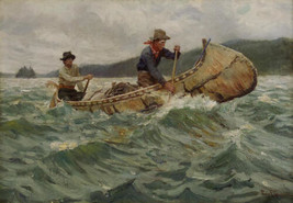 Giclee Art Print Philip Russell Goodwin Trappers In A Canoe Canvas Painting - £6.86 GBP+