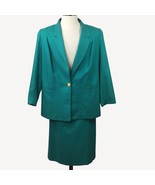Vintage Fairfax &amp; Kent Women Suit Set Skirt Jacket Teal Blue Work Office... - £55.03 GBP