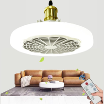 Socket Fan Light with Electronic Remote, Enclosed Screw in Bladeless Ceiling Fan - £23.30 GBP