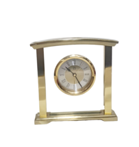 Vintage Clock, Clock with Alarm Clock, Clock Mounted on Glass, Brass Clo... - $69.00