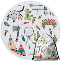 Native American Kit for Kids Round Beach Towel - $14.90+