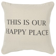 Gray Taupe Canvas Happy Place Throw Pillow - £54.75 GBP