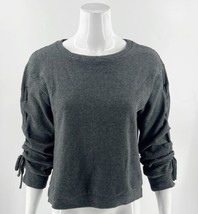 Skies are Blue Sweatshirt Top Sz Small Gray White Striped Ruched Lace Up... - £23.33 GBP