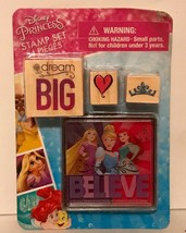 Disney Princess DREAM BIG Kid&#39;s Stamping Set ~ 3 Stamps plus Ink Pad NEW - £2.33 GBP