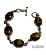 Sterling Silver Tigers Eye Gemstone Link Bracelet - $101.60 CAD