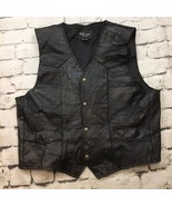 Milan Leather Vest Mens Sz 3X Black Patchwork Snap-Up Vintage Biker - £62.27 GBP