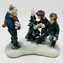 Vintage Xmas Holiday Figurine 3 Village Boys Having Snowball Fight Rite Aid - £13.05 GBP