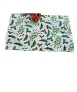 Christmas Fabric Placemats Holy Berry Rustic Red Two-Sided 12x18-Christm... - $8.79