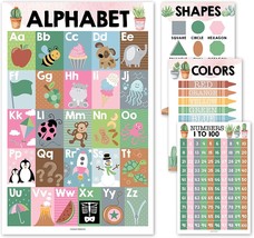 Cactus Posters | ABC, Numbers 1-100, Colors, and Shapes | Set of 4 - $21.99