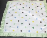 Carters White Green Blue polka dot Security Blanket square satin nylon t... - $9.89