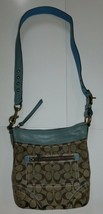 Coach Blue Leather Signature Cross Body Bag Purse 10402 - $40.00