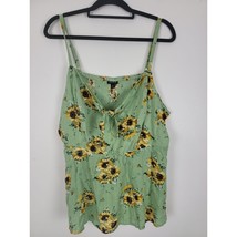 Torrid Tank Top 3x Womens Plus Size Green Sunflower Print Adjustable Straps - £15.68 GBP