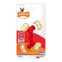 Nylabone Power Chew Double Bone Bacon Dog Chew Toy Peanut Butter 1ea/XS/Petite - - £8.66 GBP