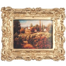 Framed Picture of Old World Village pf1120 DOLLHOUSE Miniature #1 - $11.23