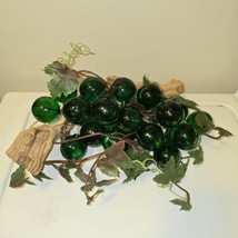 Vintage 60s Large Acrylic Grape Cluster on Driftwood Emerald Green 14” MCM READ - £91.74 GBP