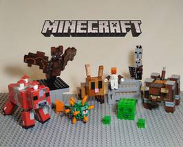 8pcs Minecraft Mooshroom Slimes Bat Pillager Golem Ravager and more Minifigures - £15.97 GBP