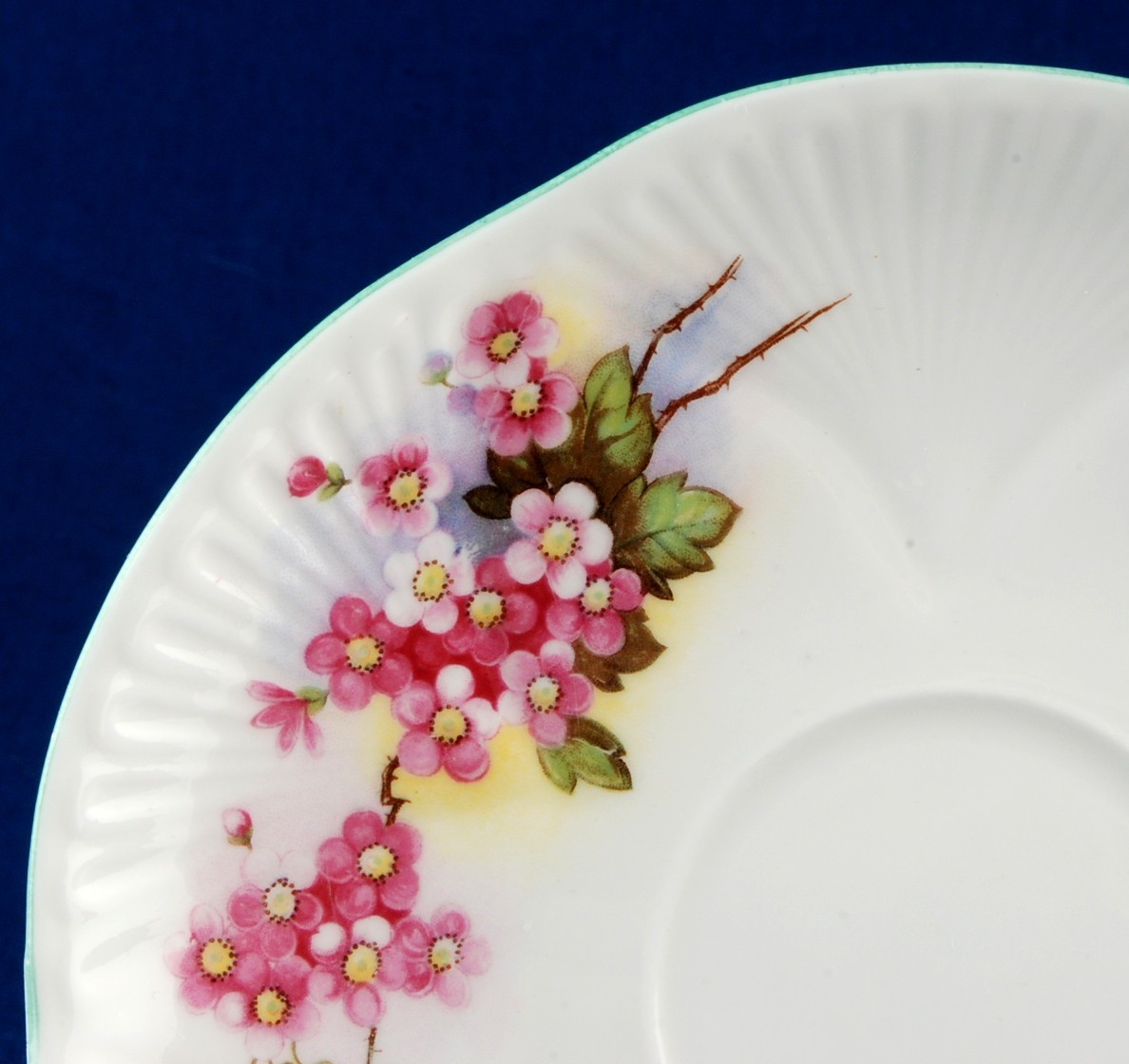 Shelley Blossom Saucer Dainty Shape Green Rim 13429 Bone China England Item image 2