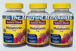 3 - Nature Made 5 mg Melatonin Gummies Strawberry 70 gummies each 8/2024... - $25.99