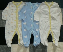 Newborn  Long Sleeves Pajama Romper(0-3months)100%Cotton- 3 Pack - £14.38 GBP